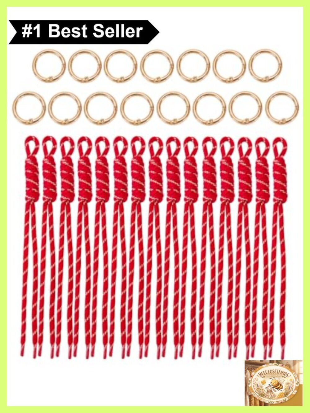 Paracord Keychain Kit 30 Piece Braided Polyester Wristlets Key Rings DIY